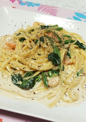 海老とほうれん草のクリームパスタ-レシピのメイン写真