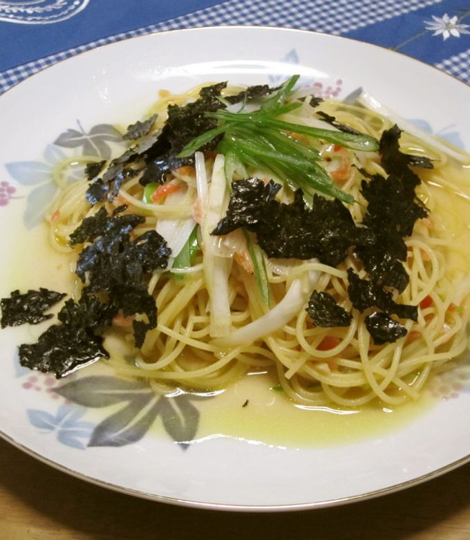 桜えびと長ネギの和風パスタ 醤油風味 by パラチンケン 【クックパッド