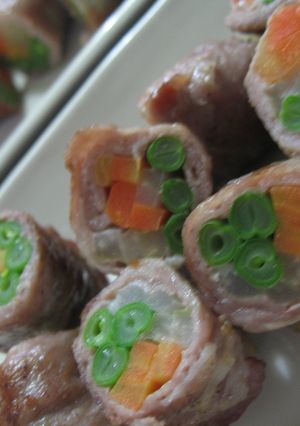 簡単巻きシリーズ！豚肉の三色巻き◎-レシピのメイン写真