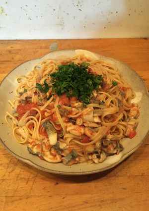 鰻のトマトソースパスタ-レシピのメイン写真