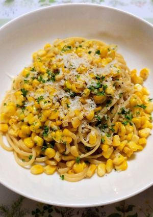 夏の夕飯・昼食簡単とうもろこし和風パスタ-レシピのメイン写真