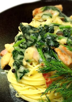 シチューリメイクほうれん草クリームパスタ-レシピのメイン写真