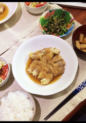 キャベツとえのきの豚バラ巻〜おろしツユ煮-レシピのメイン写真