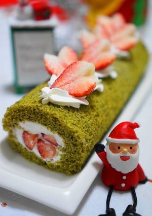 苺とミルククリームの抹茶ロール-レシピのメイン写真