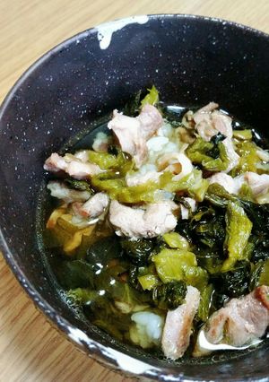 親鳥もも肉と高菜のお茶漬け-レシピのメイン写真