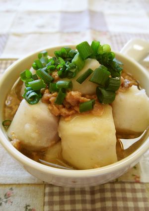 大豆のお肉で♪ヘルシー里芋の白だし煮-レシピのメイン写真