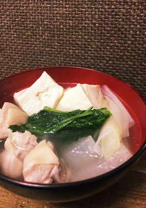 鶏肉と春菊のあごだしスープ-レシピのメイン写真
