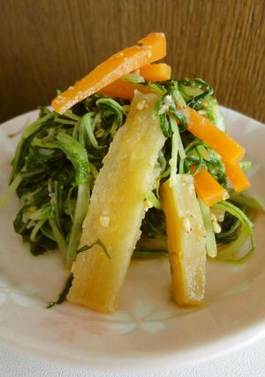 香味♪水菜と干し芋の胡麻味噌和え-レシピのメイン写真