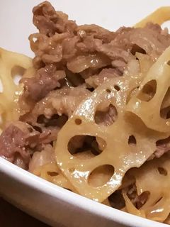 簡単!蓮根と牛肉の甘辛炒め-レシピのメイン写真