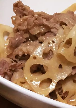 簡単！蓮根と牛肉の甘辛炒め-レシピのメイン写真