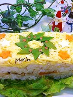 クリスマスリースの押し寿司-レシピのメイン写真