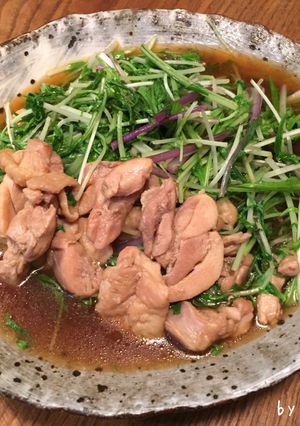 あっと言う間！水菜&紅法師と鶏の煮物♪-レシピのメイン写真