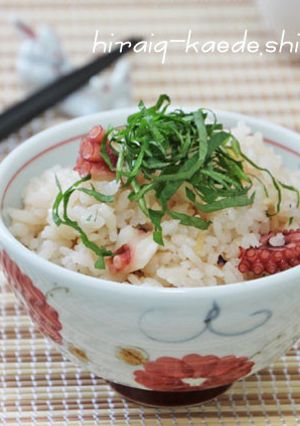 しょうがとタコの炊き込みご飯＊大葉のせ-レシピのメイン写真