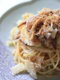 海老ちりめんと白菜と干し椎茸の和風パスタ