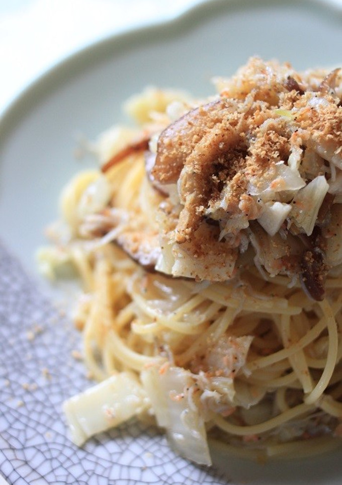 海老ちりめんと白菜と干し椎茸の和風パスタ-レシピのメイン写真