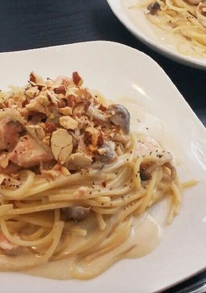 鮭ときのこの豆乳クリームパスタ-レシピのメイン写真