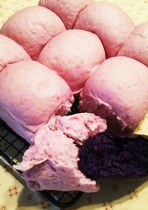 HB☆生地！紫芋♡さつま芋ちぎりパン♪-レシピのメイン写真