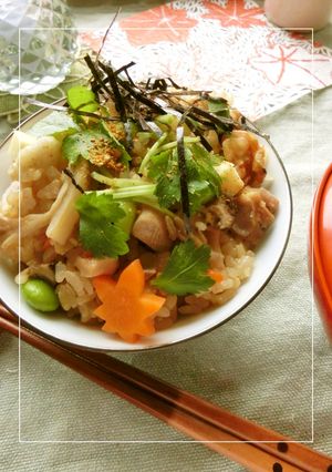 我が家の　秋の欲張り炊き込みご飯-レシピのメイン写真