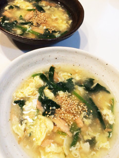 ☆鮭とほうれん草のかき玉とろみ〜スープ☆-レシピのメイン写真
