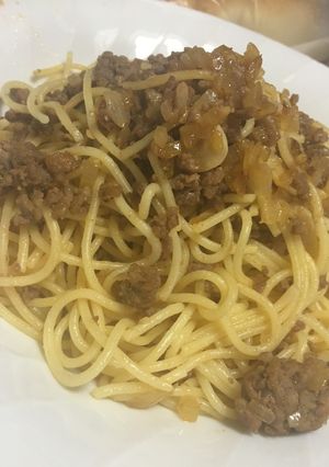 にんにくがきいたひき肉と玉ねぎのパスタ☆-レシピのメイン写真