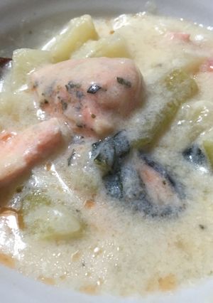 鮭と青菜の豆乳シチュー-レシピのメイン写真