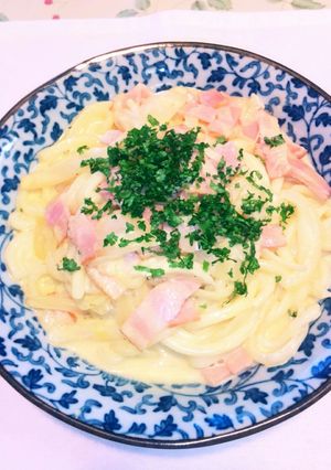 ♥カルボナーラ風うどん✳味噌がみそ✌-レシピのメイン写真