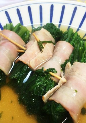 おでん風☆春菊のベーコン巻き-レシピのメイン写真
