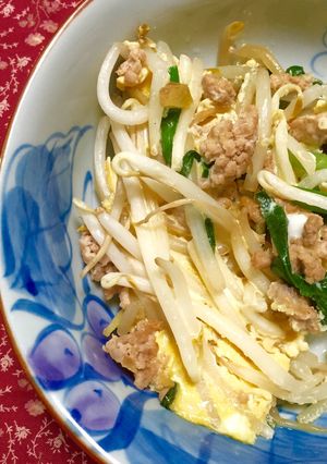 もやし・ニラ・ひき肉の卵とじ♬-レシピのメイン写真