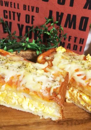 簡単な朝ごはん♪卵サンドでピザトースト☆-レシピのメイン写真