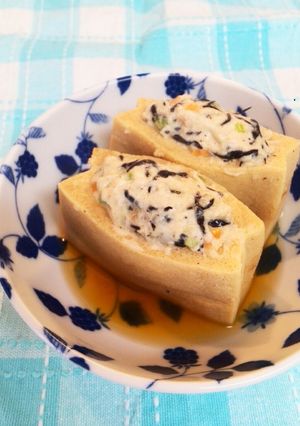 高野豆腐の鶏ひじき詰め-レシピのメイン写真