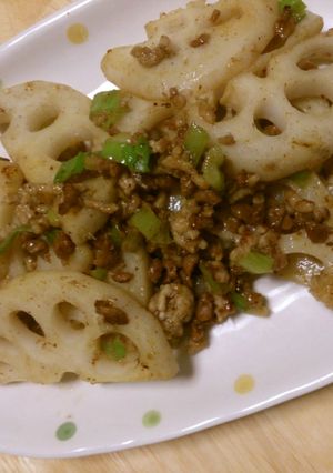 大豆の挽肉で、蓮根炒め-レシピのメイン写真