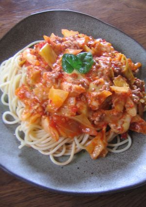 とろ～りチーズと春キャベツのトマトパスタ-レシピのメイン写真