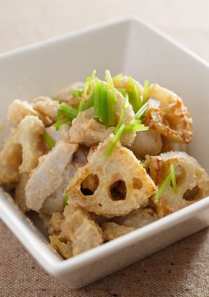 焼きれんこんと里芋のタラコ和え-レシピのメイン写真