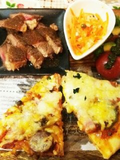 ♡ピザとステーキのワンプレート♡-レシピのメイン写真