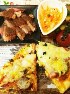 ♡ピザとステーキのワンプレート♡-レシピのメイン写真