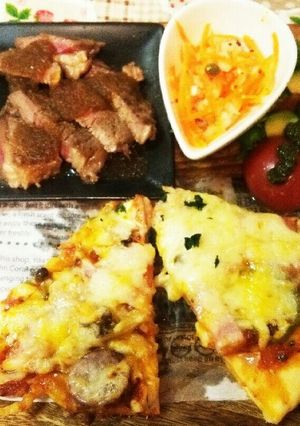 ♡ピザとステーキのワンプレート♡-レシピのメイン写真