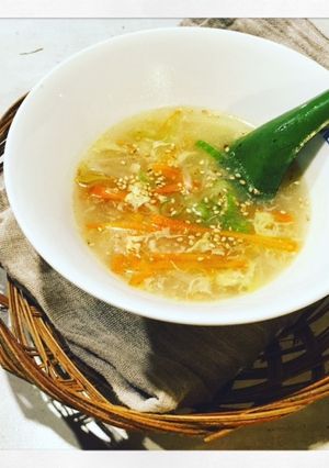風邪に最強！葱と人参と生姜のかき玉スープ-レシピのメイン写真