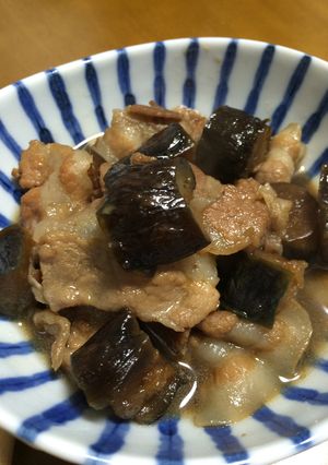 なすびと豚肉の煮物-レシピのメイン写真