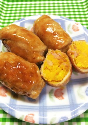 カボチャとベーコンの豚肉包み焼き-レシピのメイン写真