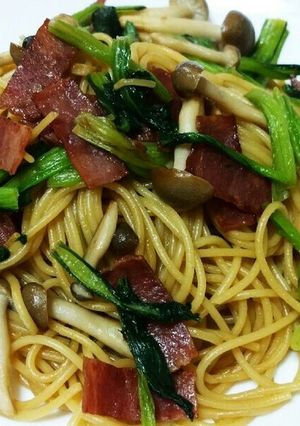 小松菜とベーコンのバター醤油パスタ-レシピのメイン写真