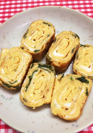 お弁当に 簡単ほうれん草入り卵焼き-レシピのメイン写真