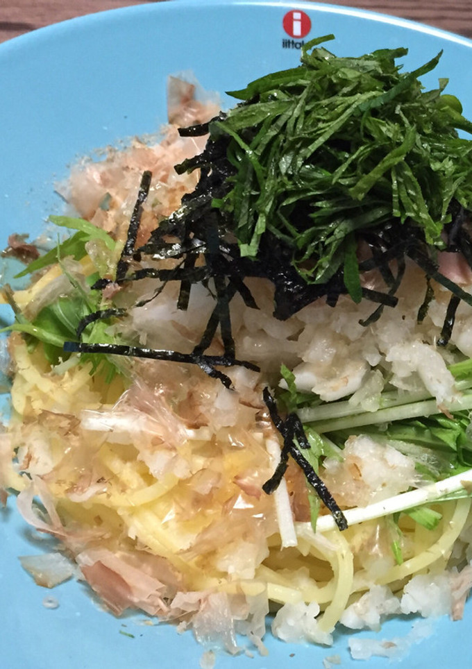 ツナと水菜と鬼おろしの和風パスタ-レシピのメイン写真