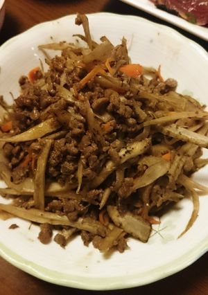 大豆のお肉ミンチできんぴらごぼう-レシピのメイン写真