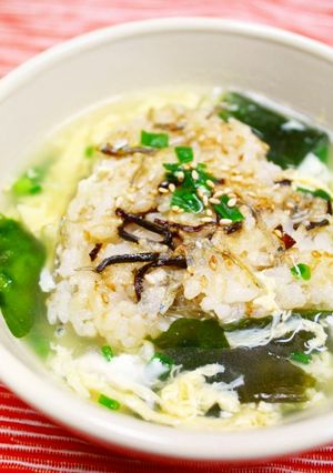 発芽米で焼きおにぎり＊たまごスープ茶漬け-レシピのメイン写真