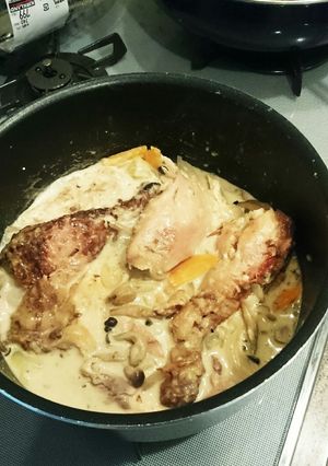 ロティサリーチキンで!旨ホワイトソース煮-レシピのメイン写真