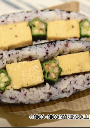 オクラと卵焼きのゆかりおにぎらず-レシピのメイン写真