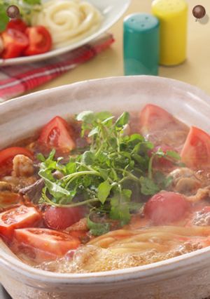 牛肉トマト鍋うどん-レシピのメイン写真