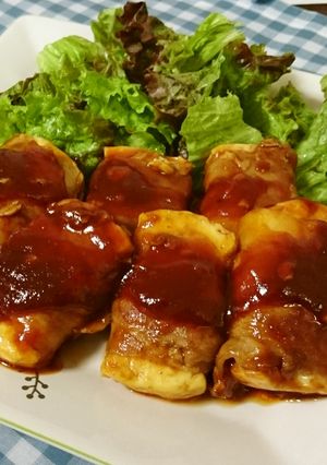 豚バラ豆腐巻きケチャップソース-レシピのメイン写真