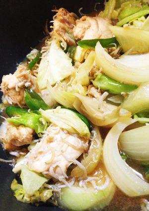 ジンジャー香る♪胸肉としらすの野菜炒め煮-レシピのメイン写真