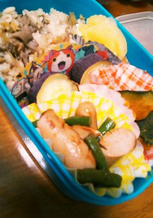 チビ秋の弁当*牛丼＆ウインナー-レシピのメイン写真